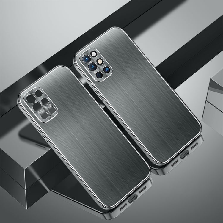 For OnePlus 9R Cool Sharp Series Aluminum Plate Brushed Lens All-inclusive Protective Case