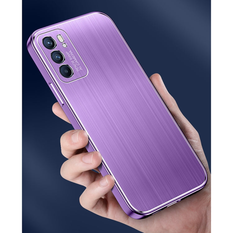 For OPPO Reno5 Pro Cool Sharp Series Aluminum Plate Brushed Lens All-inclusive Protective Case