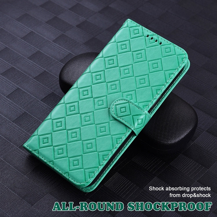 For Samsung Galaxy S20 Embossed Big Small Concentric Squares Pattern Horizontal Flip Leather Case with Card Slot & Holder & Wallet