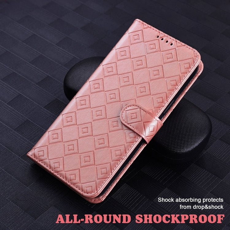 For Samsung Galaxy S10 Embossed Big Small Concentric Squares Pattern Horizontal Flip Leather Case with Card Slot & Holder & Wallet