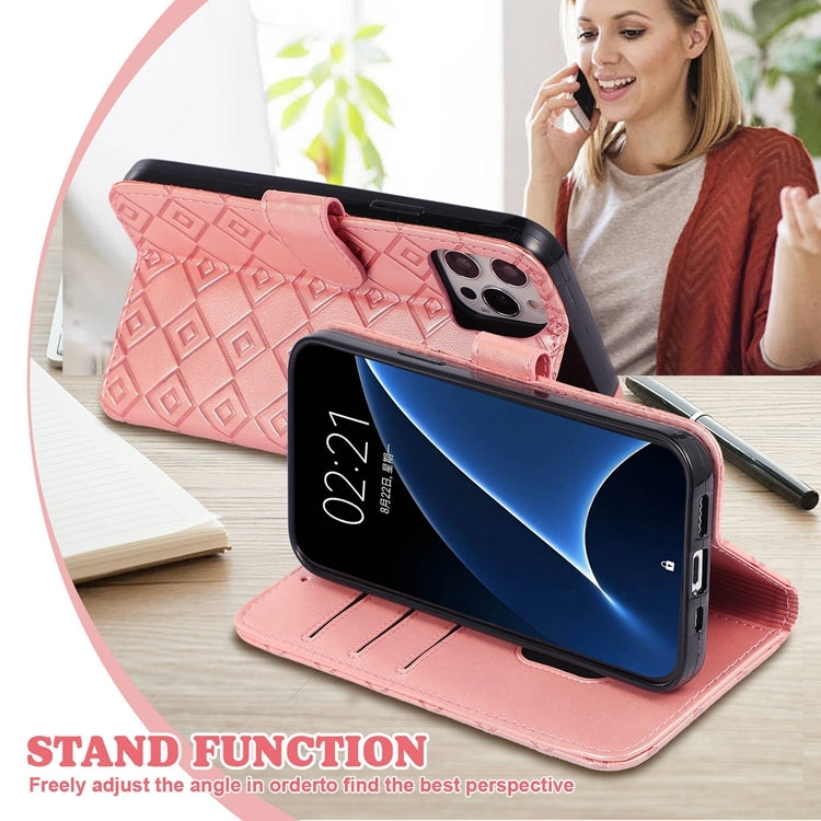 For Samsung Galaxy S10+ Embossed Big Small Concentric Squares Pattern Horizontal Flip Leather Case with Card Slot & Holder & Wallet