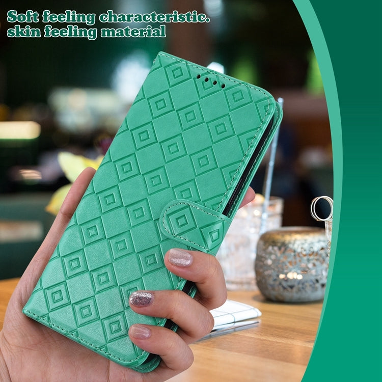 For Samsung Galaxy S10+ Embossed Big Small Concentric Squares Pattern Horizontal Flip Leather Case with Card Slot & Holder & Wallet