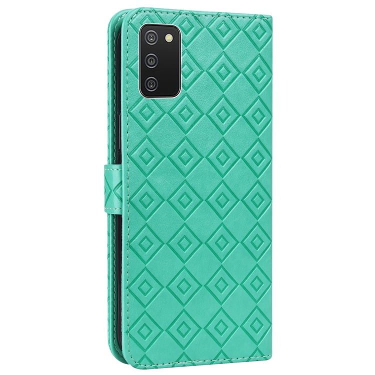 For Samsung Galaxy A02s / M02s Embossed Big Small Concentric Squares Pattern Horizontal Flip Leather Case with Card Slot & Holder & Wallet