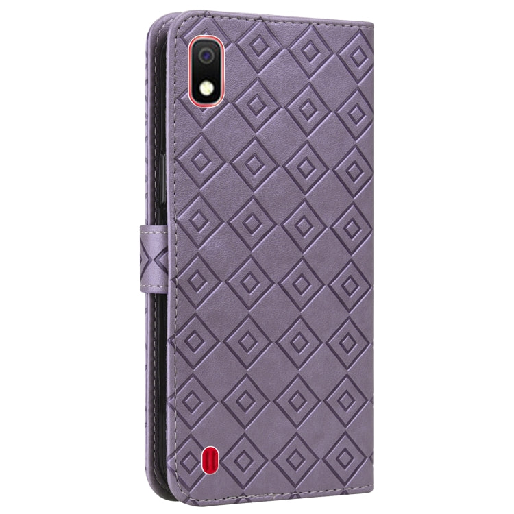 For Samsung Galaxy A10 / M10 Embossed Big Small Concentric Squares Pattern Horizontal Flip Leather Case with Card Slot & Holder & Wallet