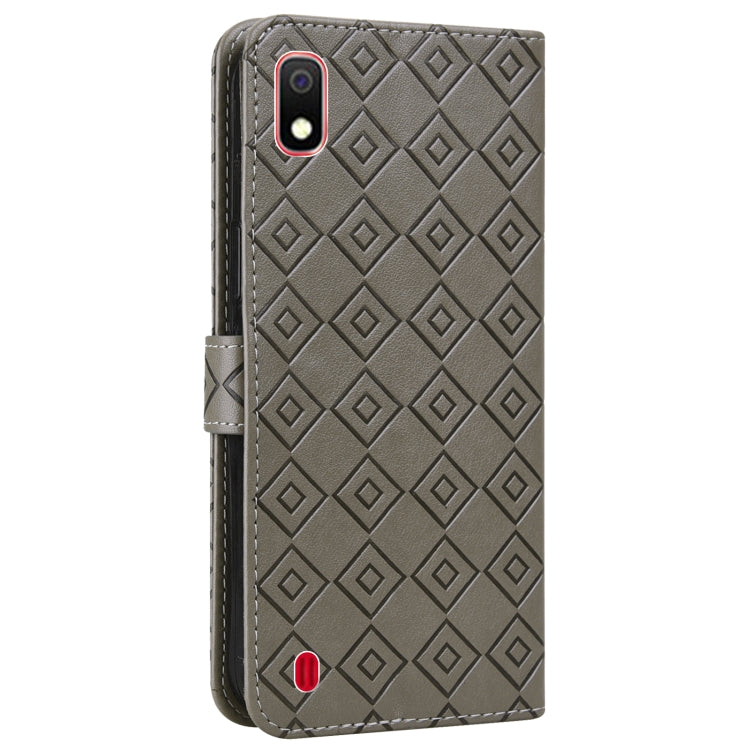For Samsung Galaxy A10 / M10 Embossed Big Small Concentric Squares Pattern Horizontal Flip Leather Case with Card Slot & Holder & Wallet