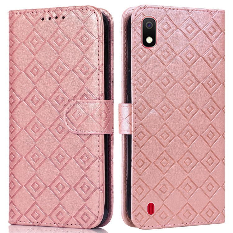 For Samsung Galaxy A10 / M10 Embossed Big Small Concentric Squares Pattern Horizontal Flip Leather Case with Card Slot & Holder & Wallet