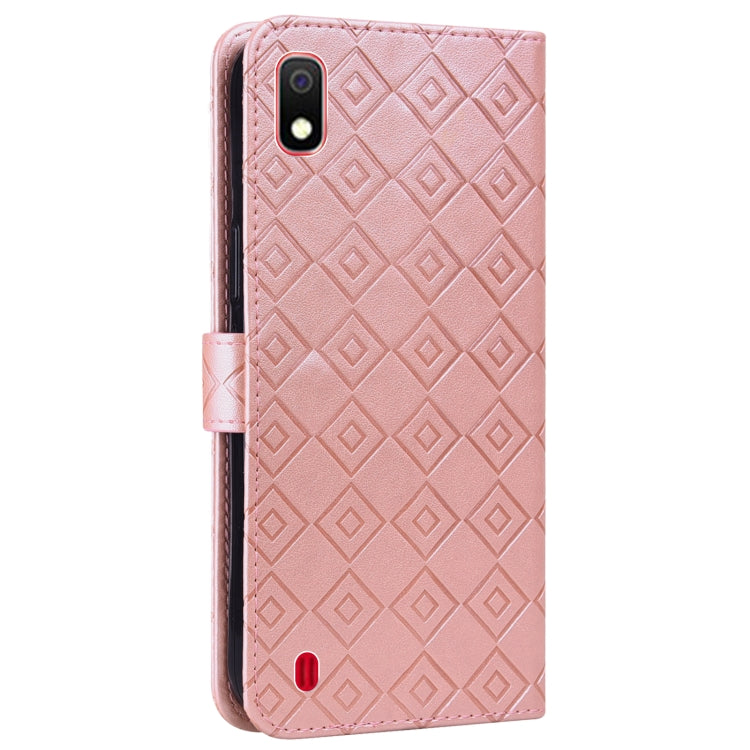 For Samsung Galaxy A10 / M10 Embossed Big Small Concentric Squares Pattern Horizontal Flip Leather Case with Card Slot & Holder & Wallet