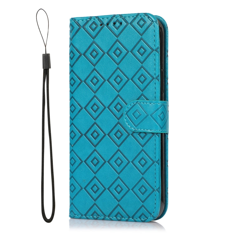For Samsung Galaxy A10 / M10 Embossed Big Small Concentric Squares Pattern Horizontal Flip Leather Case with Card Slot & Holder & Wallet
