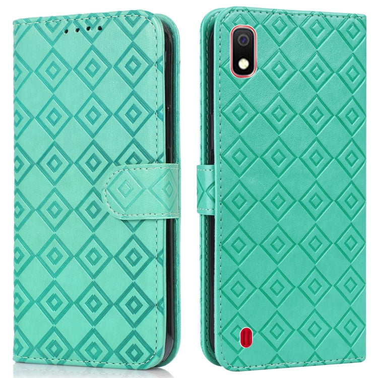 For Samsung Galaxy A10 / M10 Embossed Big Small Concentric Squares Pattern Horizontal Flip Leather Case with Card Slot & Holder & Wallet