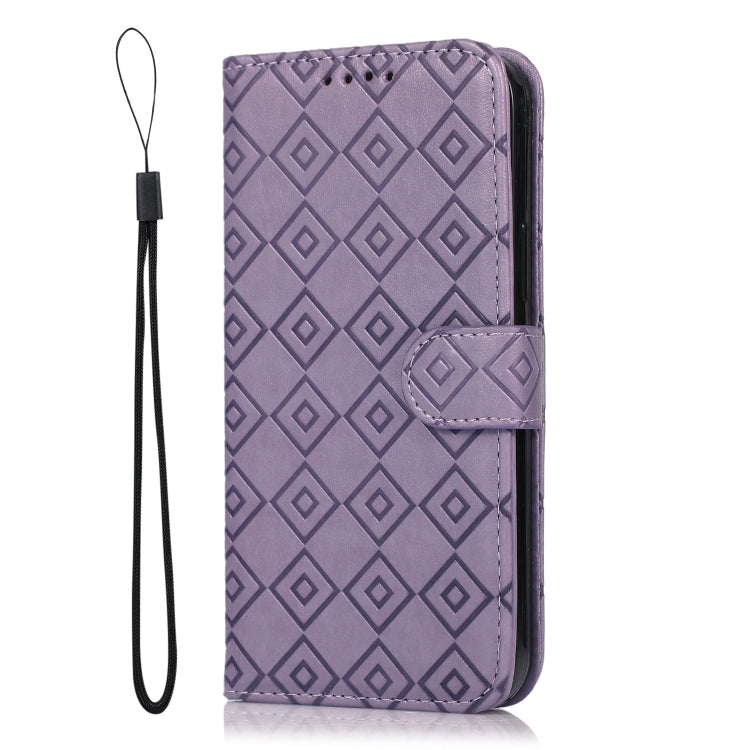For Samsung Galaxy A30 / A20 Embossed Big Small Concentric Squares Pattern Horizontal Flip Leather Case with Card Slot & Holder & Wallet