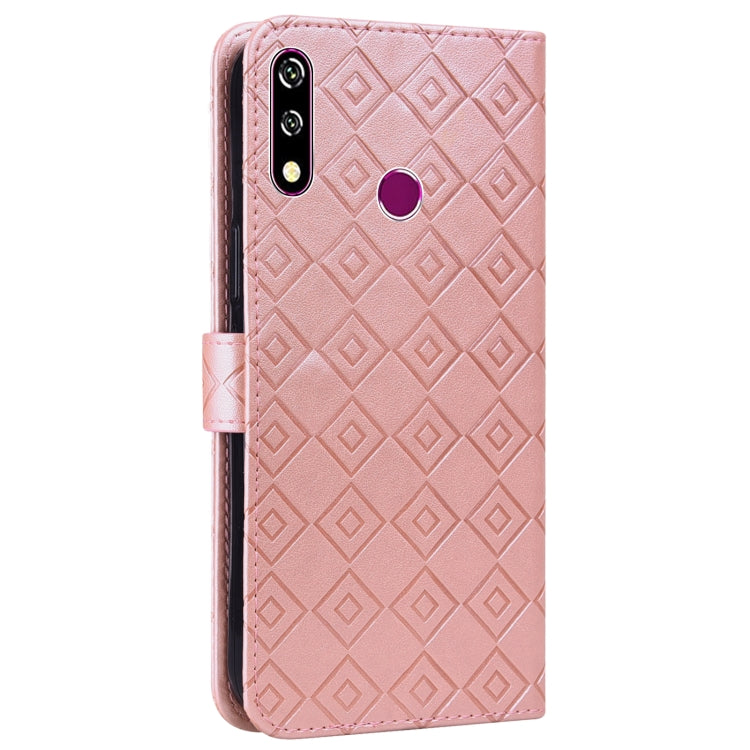 For Samsung Galaxy A20s Embossed Big Small Concentric Squares Pattern Horizontal Flip Leather Case with Card Slot & Holder & Wallet