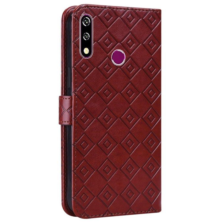 For Samsung Galaxy A20s Embossed Big Small Concentric Squares Pattern Horizontal Flip Leather Case with Card Slot & Holder & Wallet