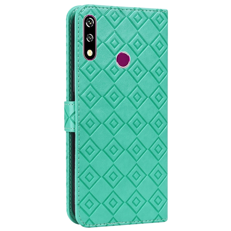 For Samsung Galaxy A20s Embossed Big Small Concentric Squares Pattern Horizontal Flip Leather Case with Card Slot & Holder & Wallet