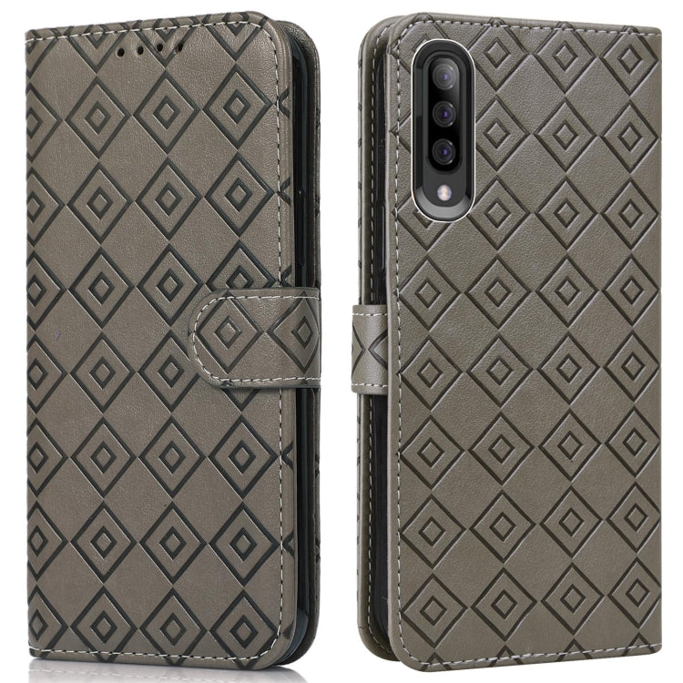 For Samsung Galaxy A70 / A70s Embossed Big Small Concentric Squares Pattern Horizontal Flip Leather Case with Card Slot & Holder & Wallet