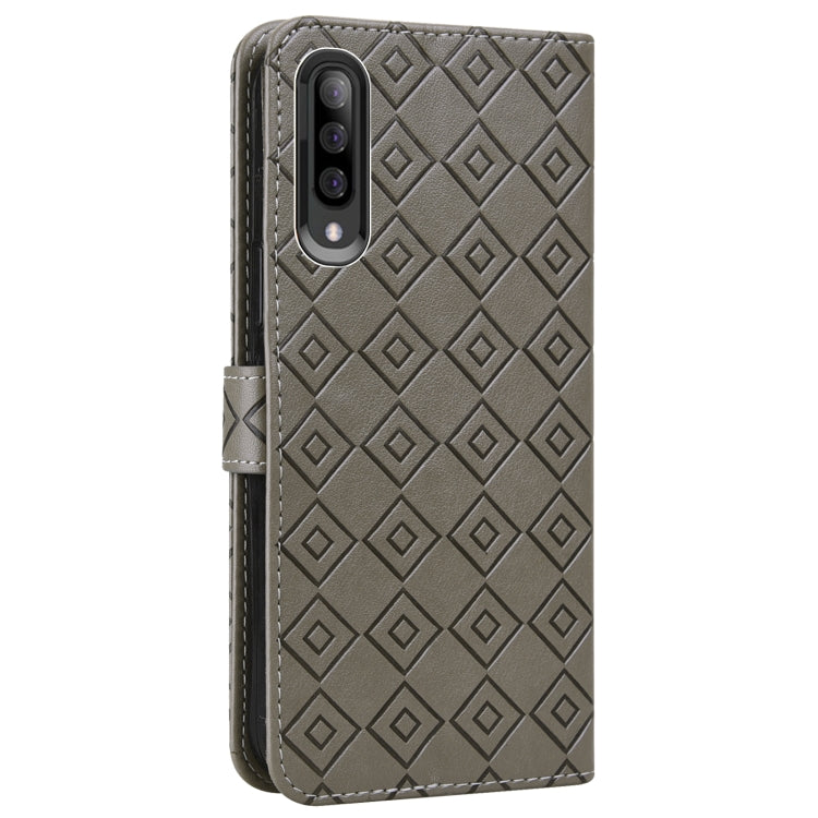 For Samsung Galaxy A70 / A70s Embossed Big Small Concentric Squares Pattern Horizontal Flip Leather Case with Card Slot & Holder & Wallet