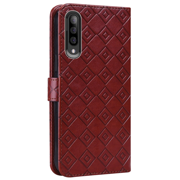 For Samsung Galaxy A70 / A70s Embossed Big Small Concentric Squares Pattern Horizontal Flip Leather Case with Card Slot & Holder & Wallet