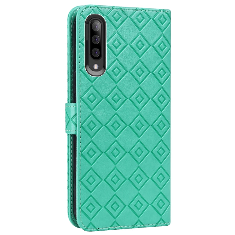 For Samsung Galaxy A70 / A70s Embossed Big Small Concentric Squares Pattern Horizontal Flip Leather Case with Card Slot & Holder & Wallet
