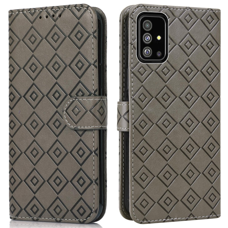 For Samsung Galaxy A71 4G Embossed Big Small Concentric Squares Pattern Horizontal Flip Leather Case with Card Slot & Holder & Wallet