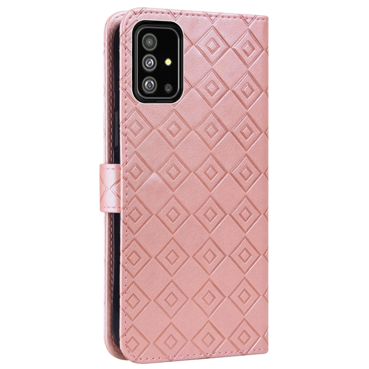 For Samsung Galaxy A71 4G Embossed Big Small Concentric Squares Pattern Horizontal Flip Leather Case with Card Slot & Holder & Wallet