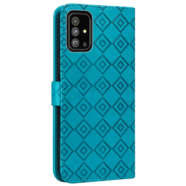 For Samsung Galaxy A71 4G Embossed Big Small Concentric Squares Pattern Horizontal Flip Leather Case with Card Slot & Holder & Wallet