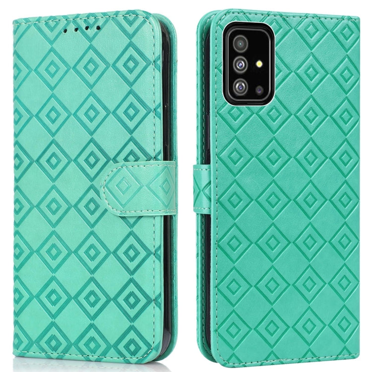 For Samsung Galaxy A71 4G Embossed Big Small Concentric Squares Pattern Horizontal Flip Leather Case with Card Slot & Holder & Wallet