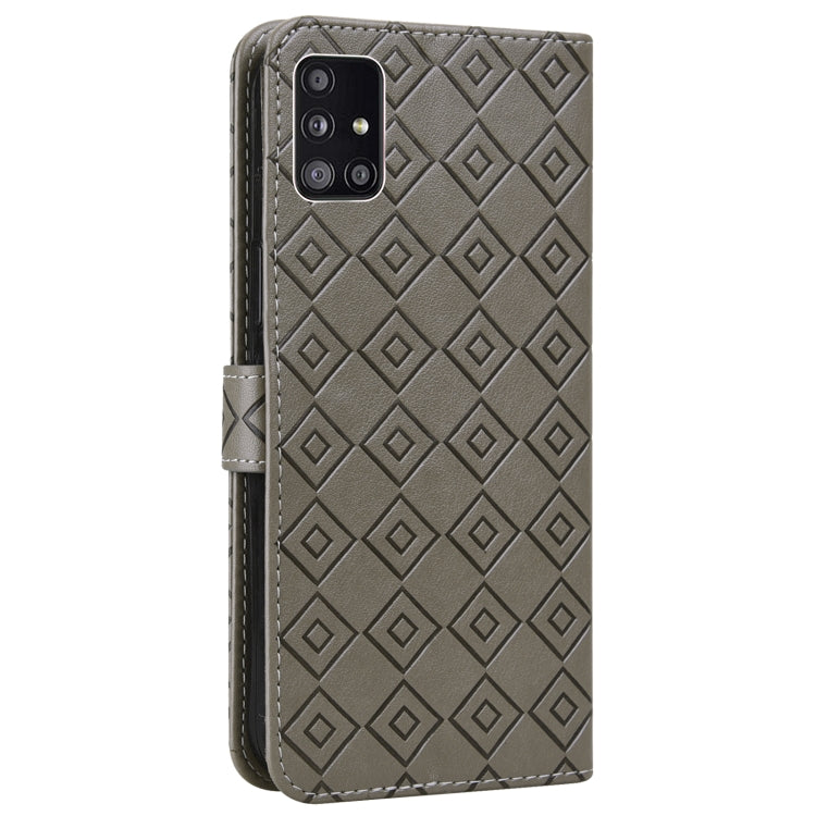 For Samsung Galaxy A Quantum / A71 5G Embossed Big Small Concentric Squares Pattern Horizontal Flip Leather Case with Card Slot & Holder & Wallet