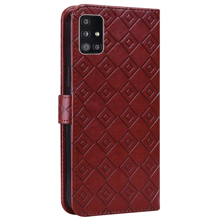 For Samsung Galaxy A Quantum / A71 5G Embossed Big Small Concentric Squares Pattern Horizontal Flip Leather Case with Card Slot & Holder & Wallet