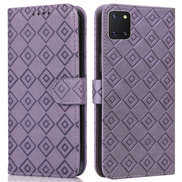 For Samsung Galaxy Note10 Lite / A81 Embossed Big Small Concentric Squares Pattern Horizontal Flip Leather Case with Card Slot & Holder & Wallet
