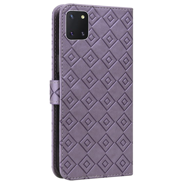 For Samsung Galaxy Note10 Lite / A81 Embossed Big Small Concentric Squares Pattern Horizontal Flip Leather Case with Card Slot & Holder & Wallet