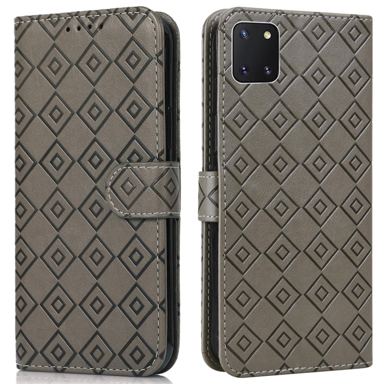 For Samsung Galaxy Note10 Lite / A81 Embossed Big Small Concentric Squares Pattern Horizontal Flip Leather Case with Card Slot & Holder & Wallet