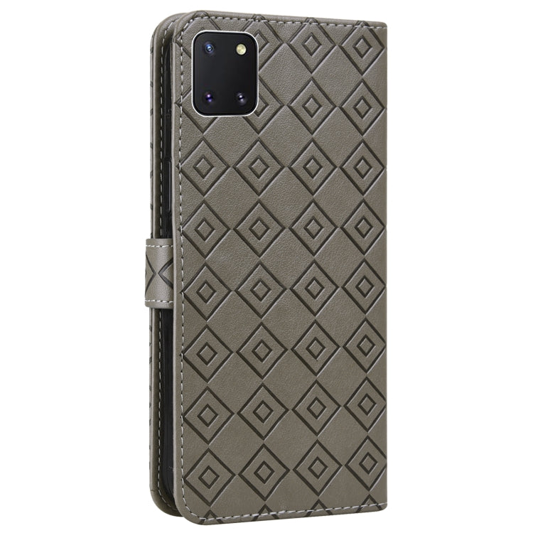 For Samsung Galaxy Note10 Lite / A81 Embossed Big Small Concentric Squares Pattern Horizontal Flip Leather Case with Card Slot & Holder & Wallet