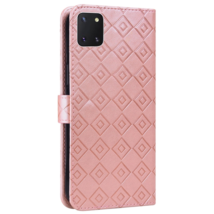 For Samsung Galaxy Note10 Lite / A81 Embossed Big Small Concentric Squares Pattern Horizontal Flip Leather Case with Card Slot & Holder & Wallet