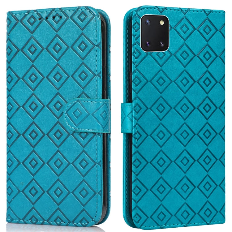For Samsung Galaxy Note10 Lite / A81 Embossed Big Small Concentric Squares Pattern Horizontal Flip Leather Case with Card Slot & Holder & Wallet