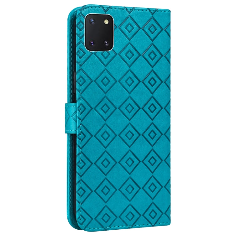 For Samsung Galaxy Note10 Lite / A81 Embossed Big Small Concentric Squares Pattern Horizontal Flip Leather Case with Card Slot & Holder & Wallet