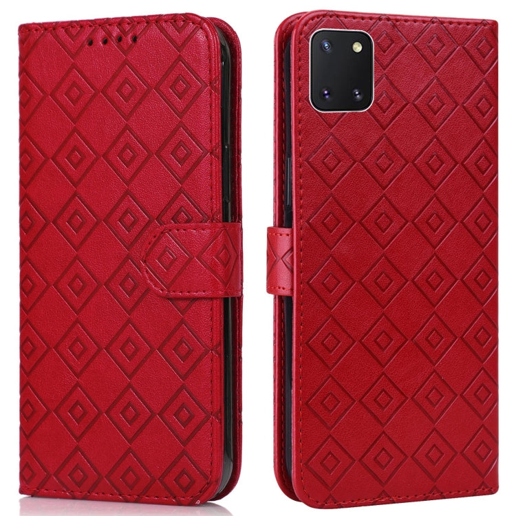 For Samsung Galaxy Note10 Lite / A81 Embossed Big Small Concentric Squares Pattern Horizontal Flip Leather Case with Card Slot & Holder & Wallet