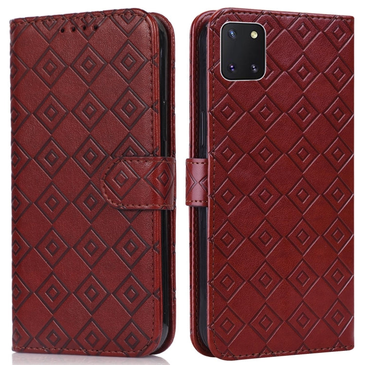 For Samsung Galaxy Note10 Lite / A81 Embossed Big Small Concentric Squares Pattern Horizontal Flip Leather Case with Card Slot & Holder & Wallet