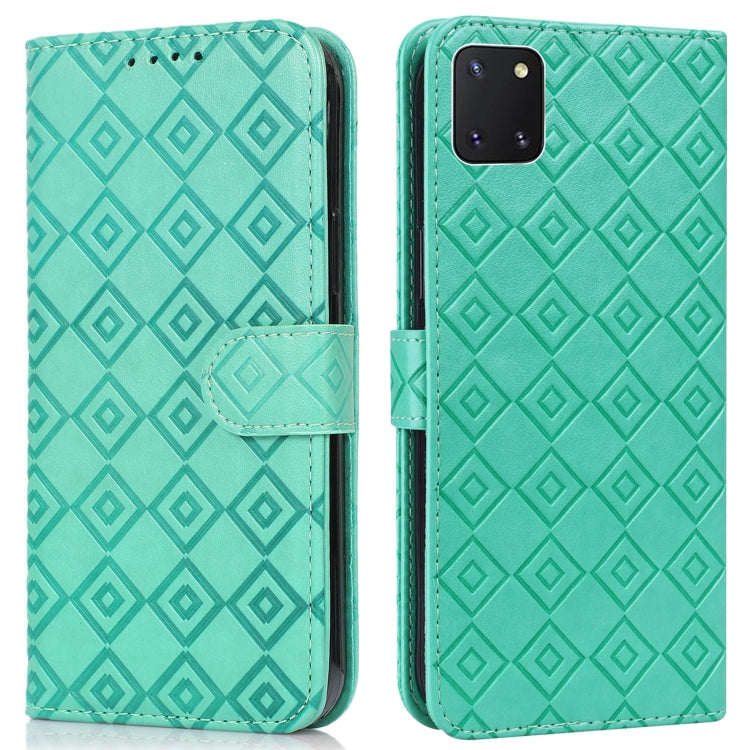 For Samsung Galaxy Note10 Lite / A81 Embossed Big Small Concentric Squares Pattern Horizontal Flip Leather Case with Card Slot & Holder & Wallet