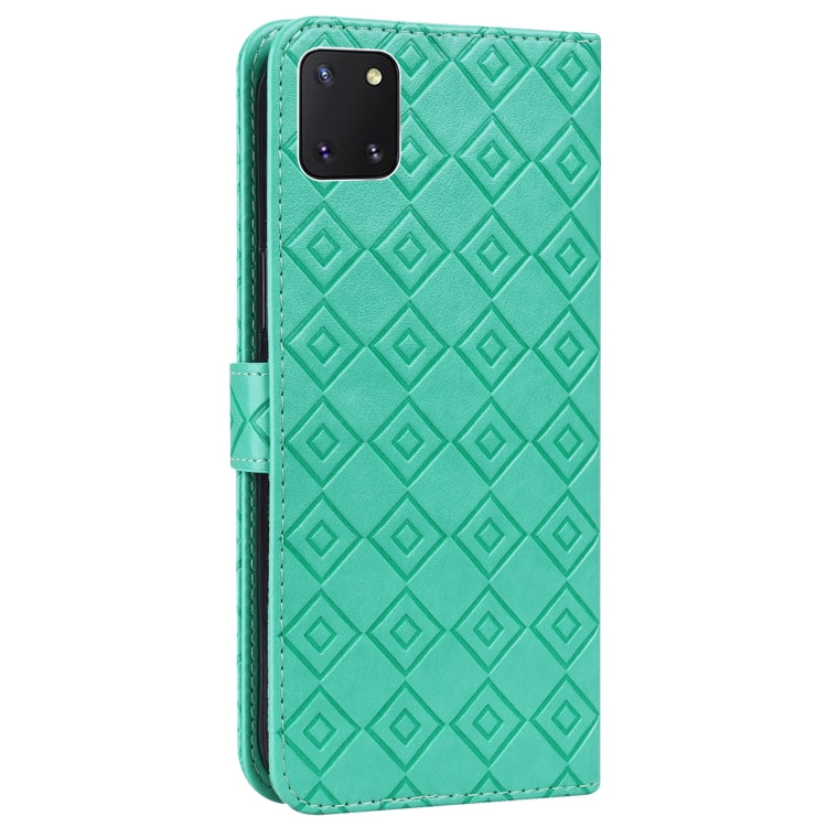 For Samsung Galaxy Note10 Lite / A81 Embossed Big Small Concentric Squares Pattern Horizontal Flip Leather Case with Card Slot & Holder & Wallet