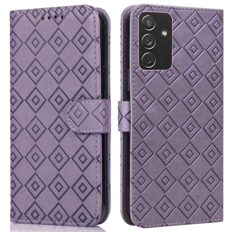 For Samsung Galaxy A82 5G Embossed Big Small Concentric Squares Pattern Horizontal Flip Leather Case with Card Slot & Holder & Wallet