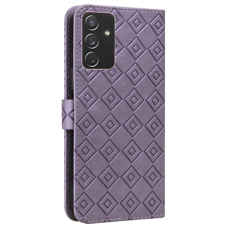 For Samsung Galaxy A82 5G Embossed Big Small Concentric Squares Pattern Horizontal Flip Leather Case with Card Slot & Holder & Wallet