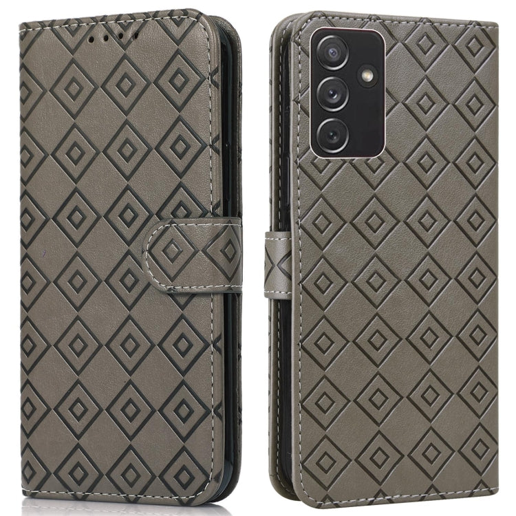 For Samsung Galaxy A82 5G Embossed Big Small Concentric Squares Pattern Horizontal Flip Leather Case with Card Slot & Holder & Wallet