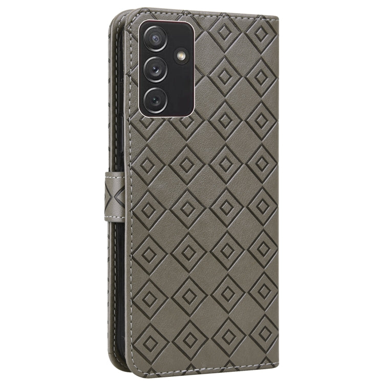 For Samsung Galaxy A82 5G Embossed Big Small Concentric Squares Pattern Horizontal Flip Leather Case with Card Slot & Holder & Wallet