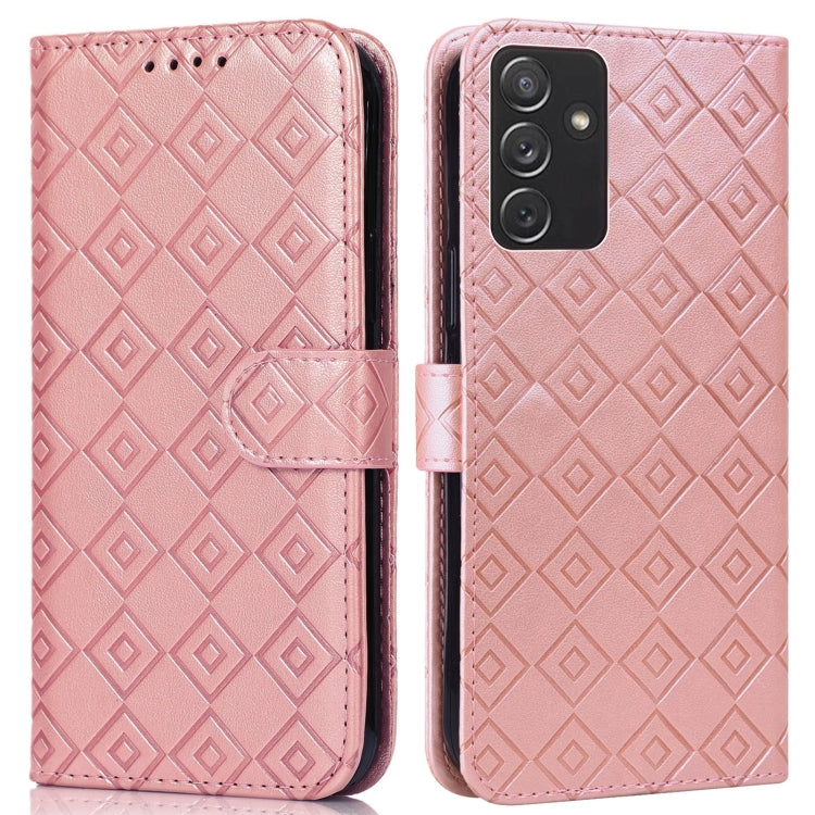 For Samsung Galaxy A82 5G Embossed Big Small Concentric Squares Pattern Horizontal Flip Leather Case with Card Slot & Holder & Wallet