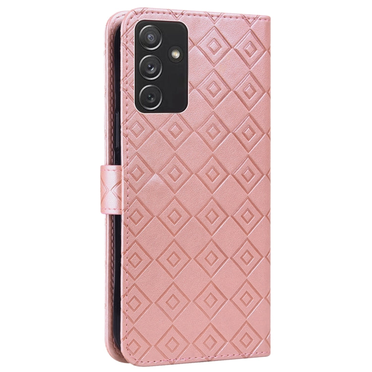For Samsung Galaxy A82 5G Embossed Big Small Concentric Squares Pattern Horizontal Flip Leather Case with Card Slot & Holder & Wallet
