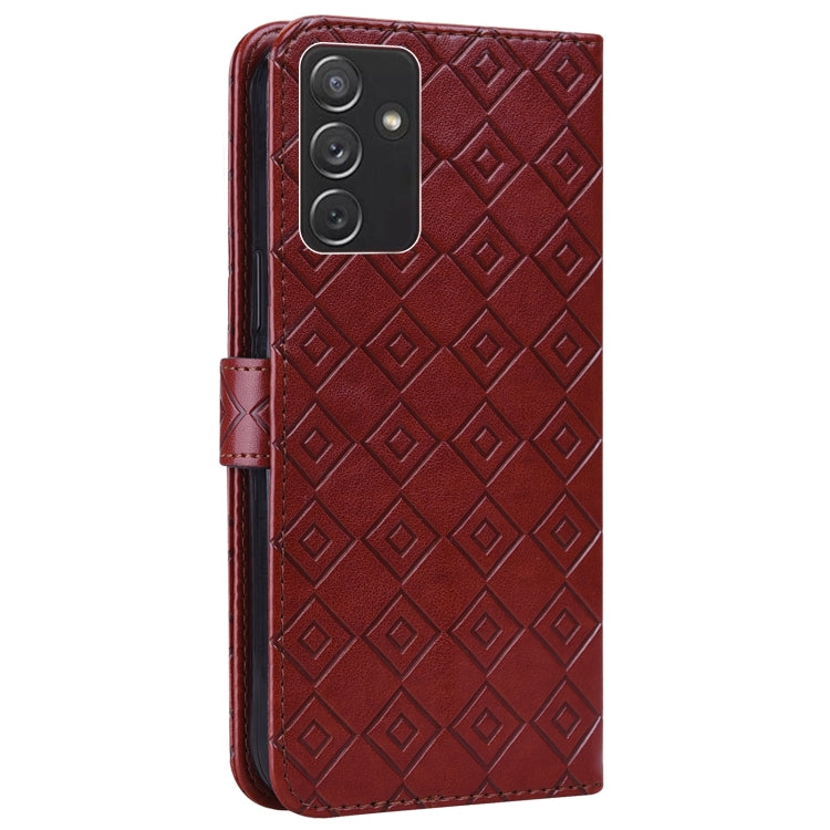 For Samsung Galaxy A82 5G Embossed Big Small Concentric Squares Pattern Horizontal Flip Leather Case with Card Slot & Holder & Wallet