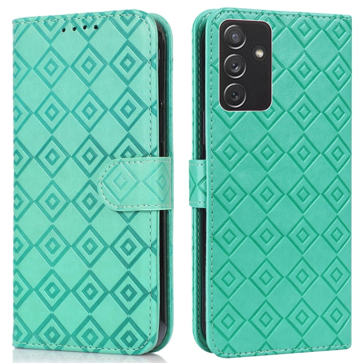 For Samsung Galaxy A82 5G Embossed Big Small Concentric Squares Pattern Horizontal Flip Leather Case with Card Slot & Holder & Wallet