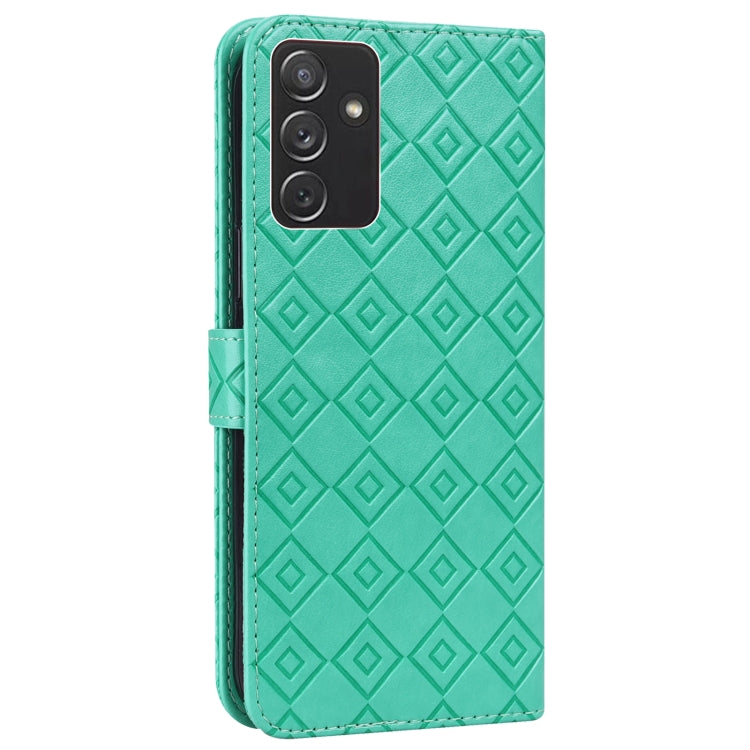 For Samsung Galaxy A82 5G Embossed Big Small Concentric Squares Pattern Horizontal Flip Leather Case with Card Slot & Holder & Wallet