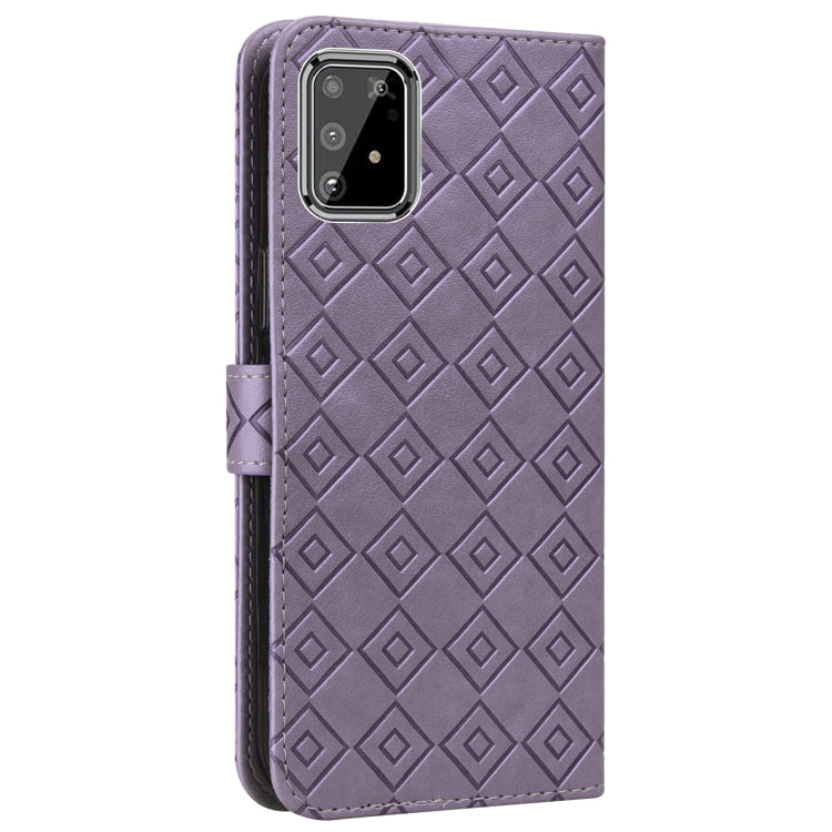 For Samsung Galaxy A91 / S10 Lite Embossed Big Small Concentric Squares Pattern Horizontal Flip Leather Case with Card Slot & Holder & Wallet