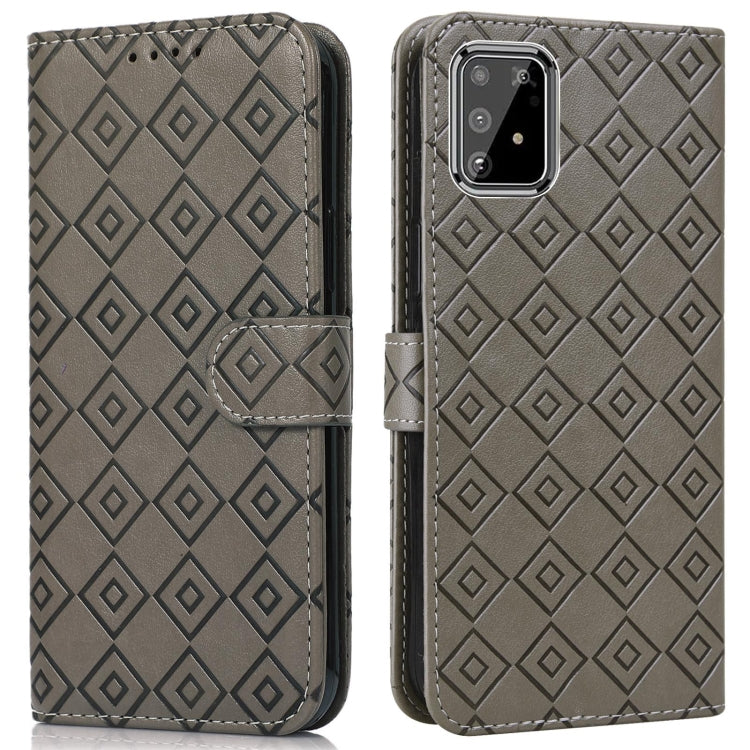 For Samsung Galaxy A91 / S10 Lite Embossed Big Small Concentric Squares Pattern Horizontal Flip Leather Case with Card Slot & Holder & Wallet