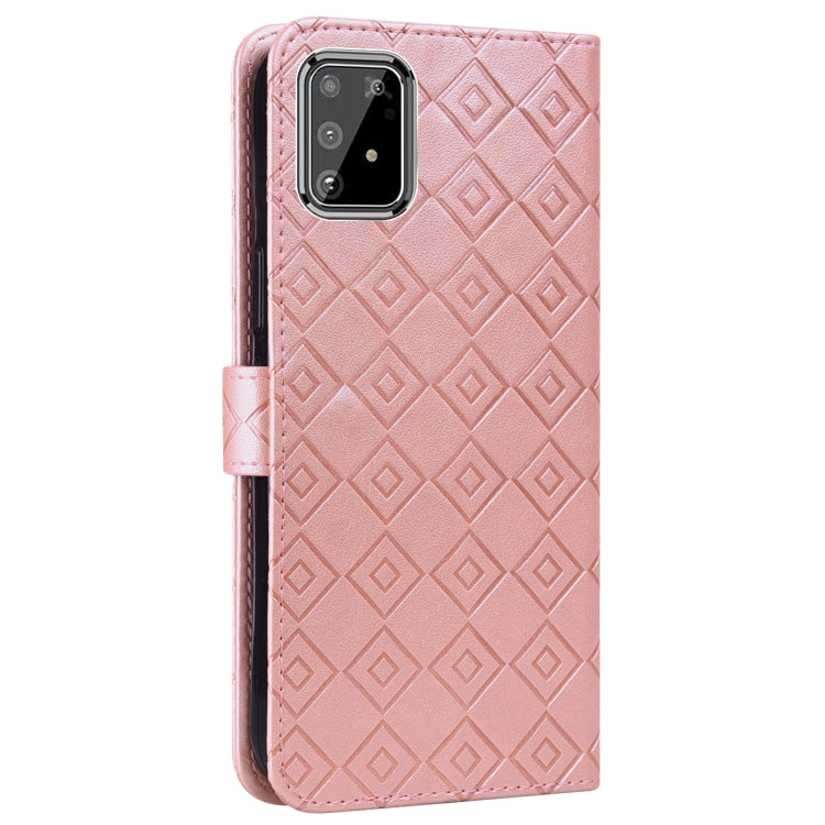For Samsung Galaxy A91 / S10 Lite Embossed Big Small Concentric Squares Pattern Horizontal Flip Leather Case with Card Slot & Holder & Wallet